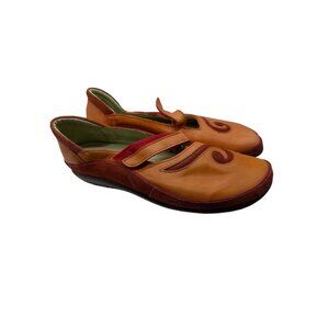 Naot Women's Leather Mary Jane Shoes Size  5.5  Orange & Red Swirl Pattern